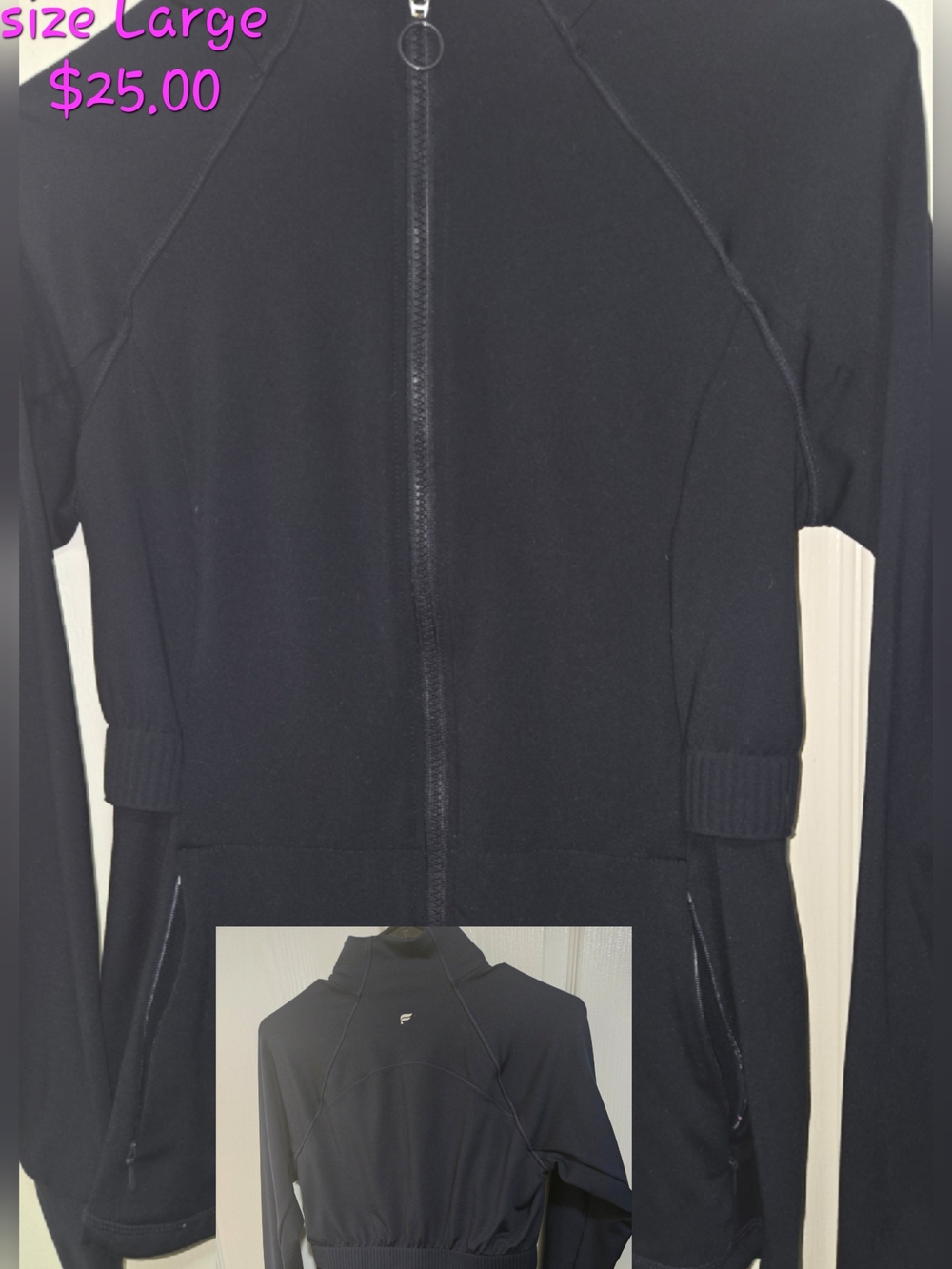 Fabletics Navy Full-Zip Bomber Jacket